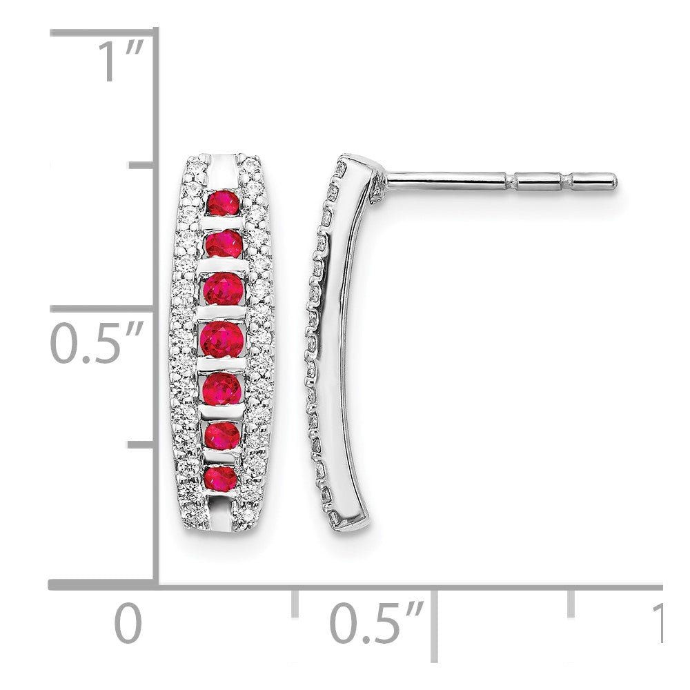 14k White Gold Diamond and Ruby Fancy Earrings