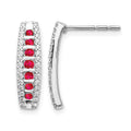 14k White Gold Diamond and Ruby Fancy Earrings