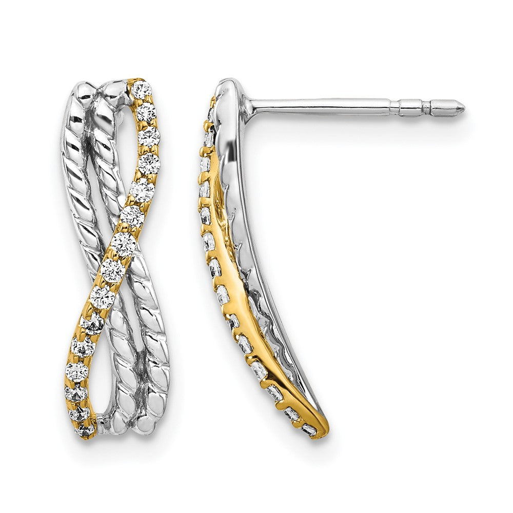 14k Two-tone Diamond Fancy Earrings