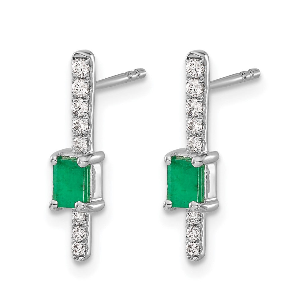 14k White Gold Diamond and Emerald Fancy Earrings