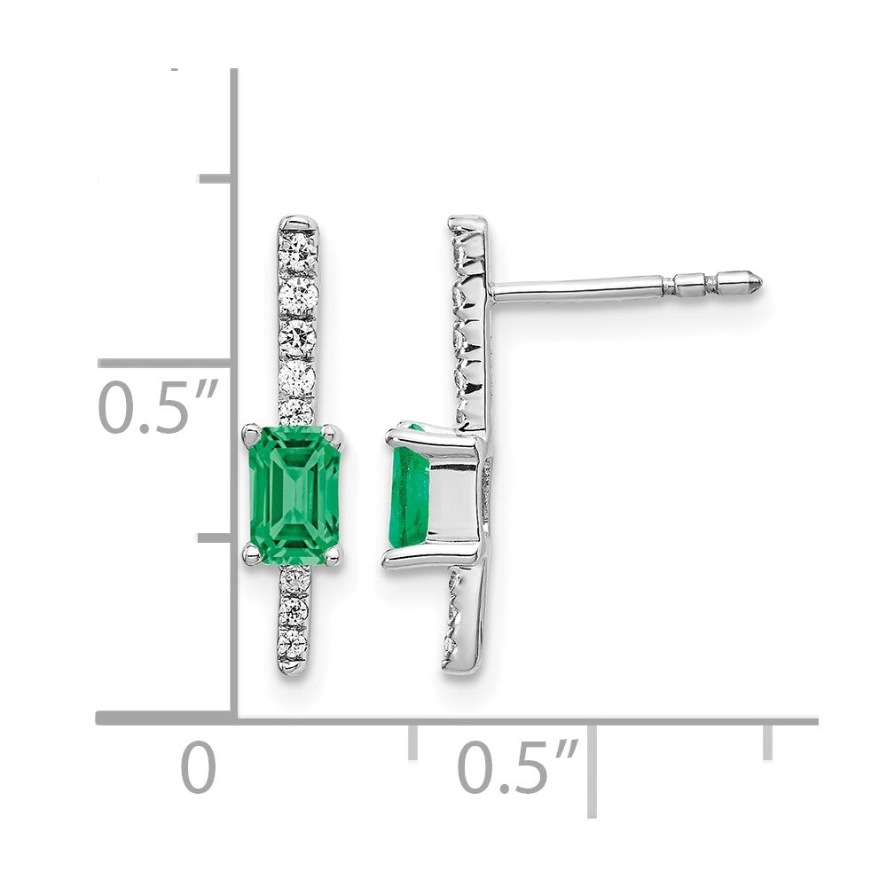 14k White Gold Diamond and Emerald Fancy Earrings