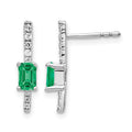 14k White Gold Diamond and Emerald Fancy Earrings