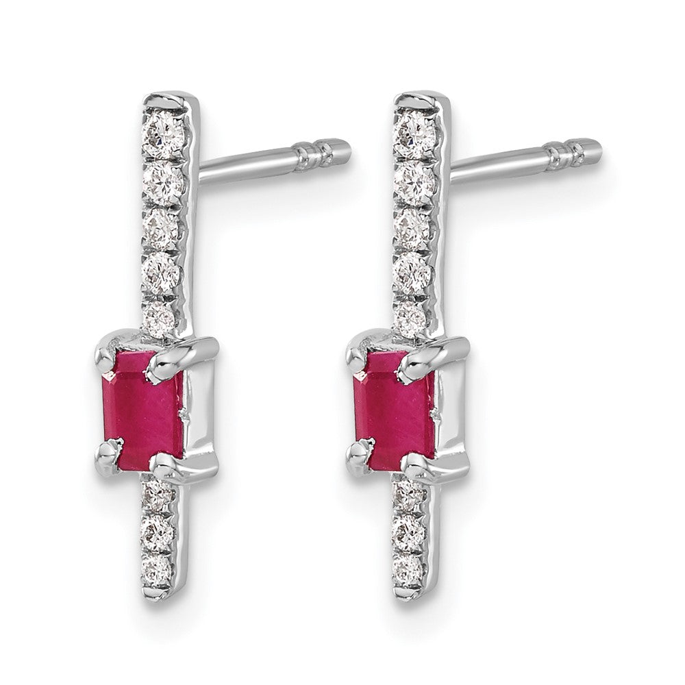 14k White Gold Diamond and Ruby Fancy Earrings
