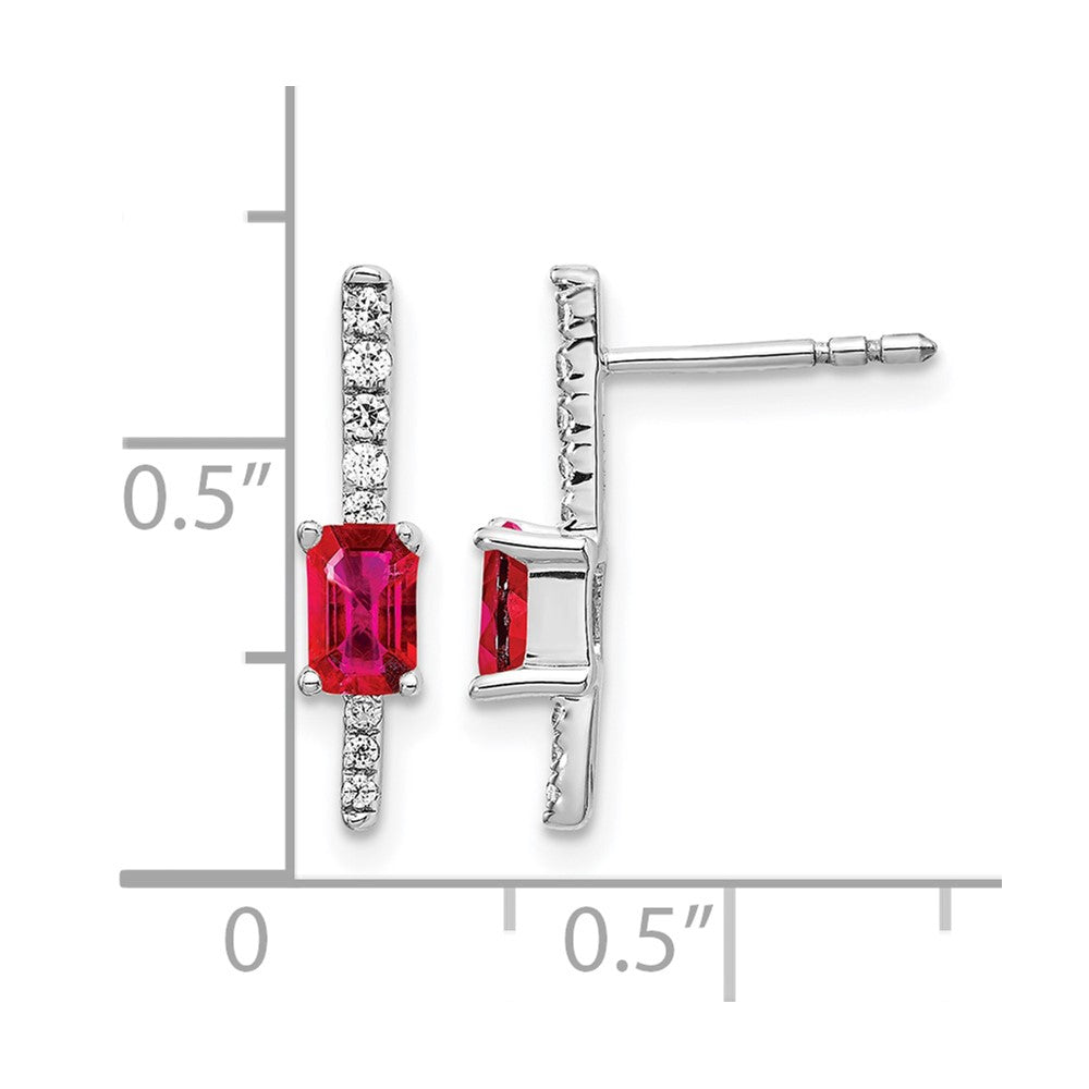 14k White Gold Diamond and Ruby Fancy Earrings