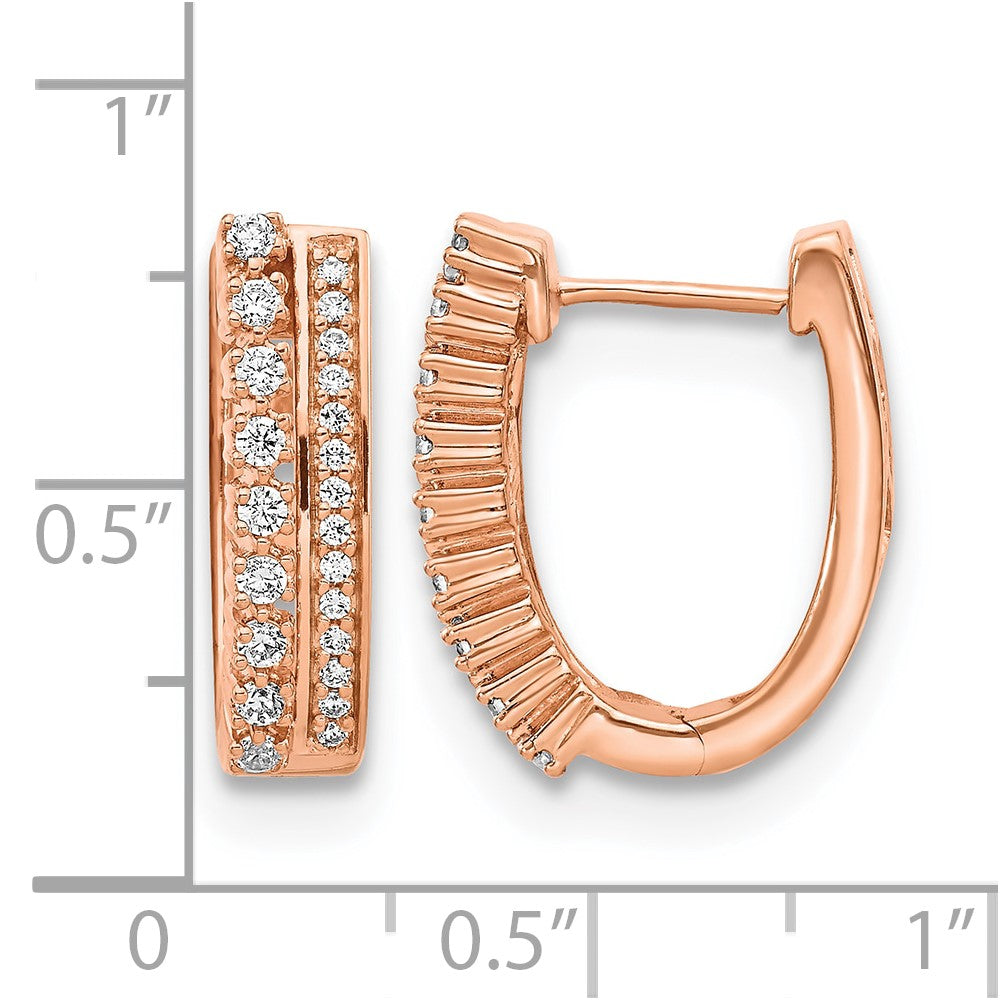 14k Rose Gold Diamond Fancy Hoop Earrings