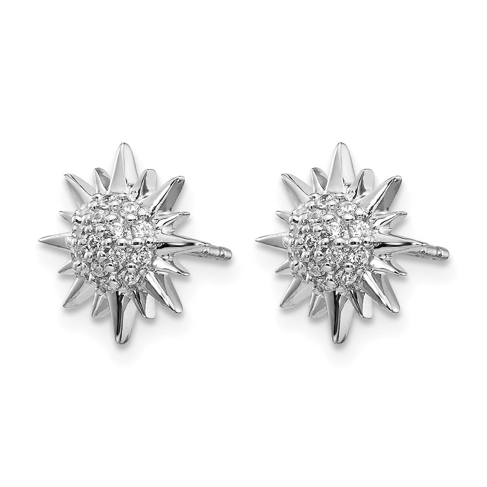 14k White Gold Diamond Fancy Sun/Star Earrings