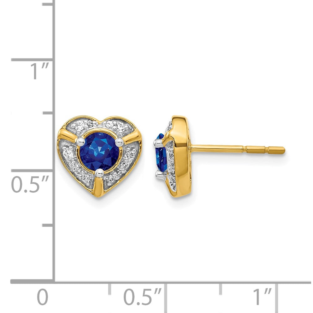 14k Diamond and Sapphire Fancy Heart Earrings
