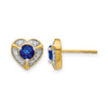 14k Diamond and Sapphire Fancy Heart Earrings