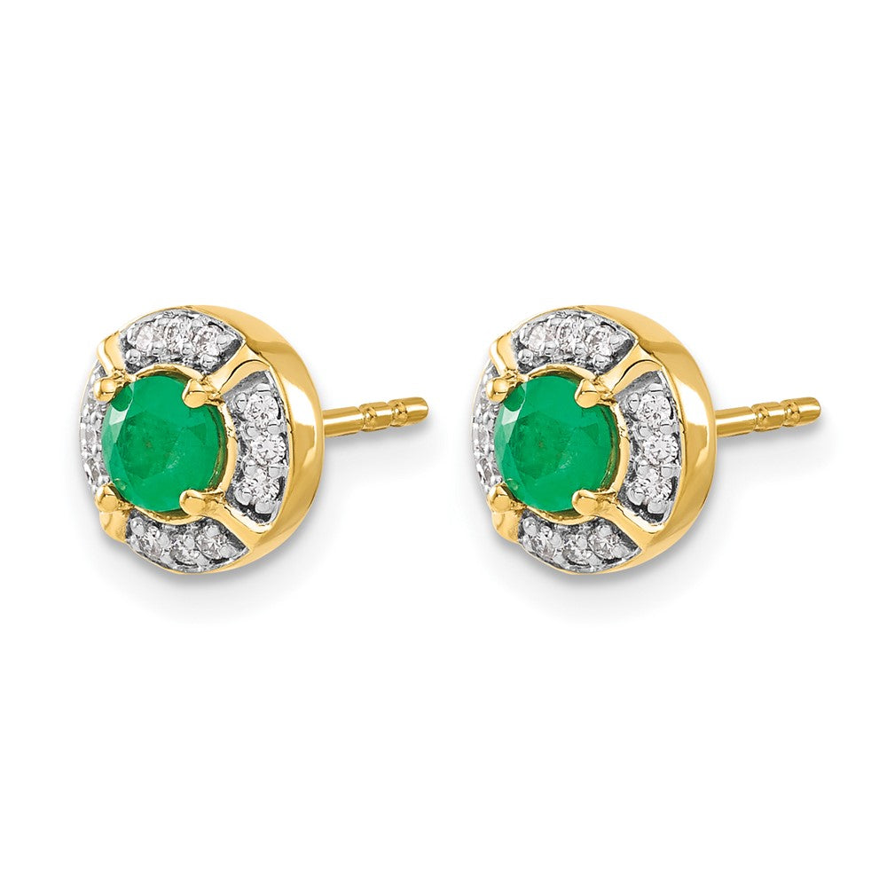 14k Diamond and Emerald Fancy Halo Earrings
