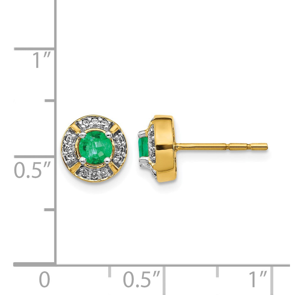 14k Diamond and Emerald Fancy Halo Earrings