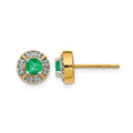 14k Diamond and Emerald Fancy Halo Earrings