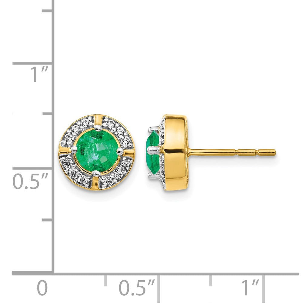 14k Diamond and Emerald Fancy Halo Earrings