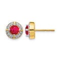 14k Diamond and Ruby Fancy Halo Earrings