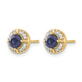 14k Diamond and Sapphire Fancy Halo Earrings
