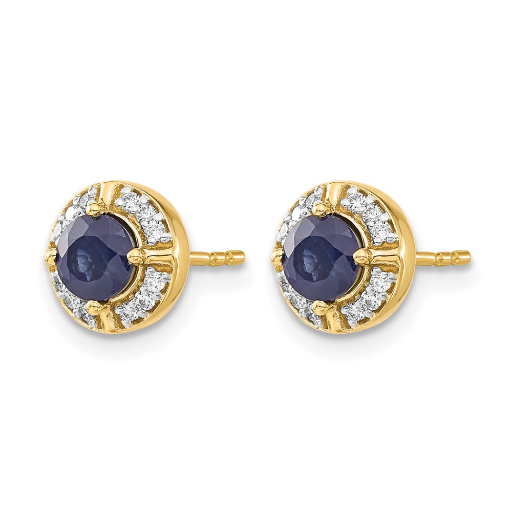 14k Diamond and Sapphire Fancy Halo Earrings