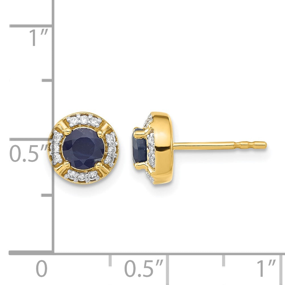 14k Diamond and Sapphire Fancy Halo Earrings