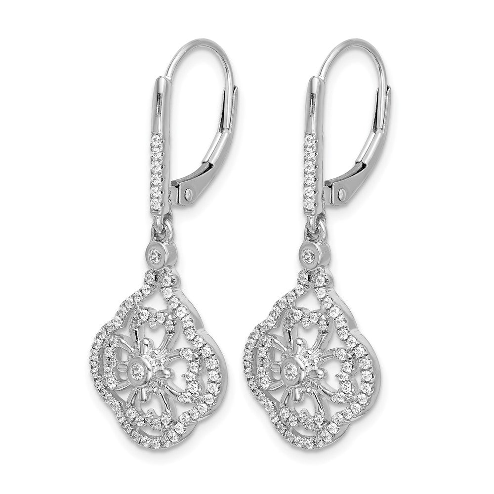 14k White Gold Diamond Fancy Leverback Earrings