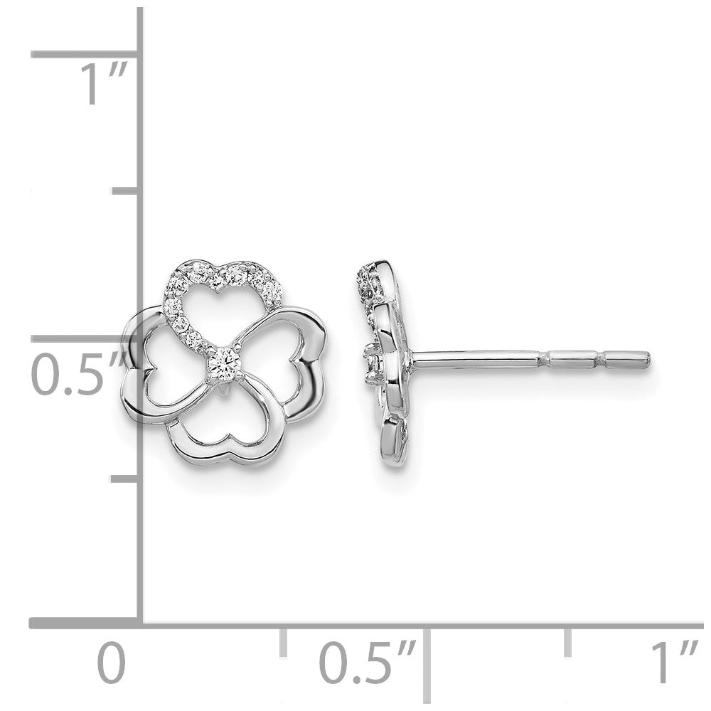 14k White Gold Diamond Fancy Clover Earrings