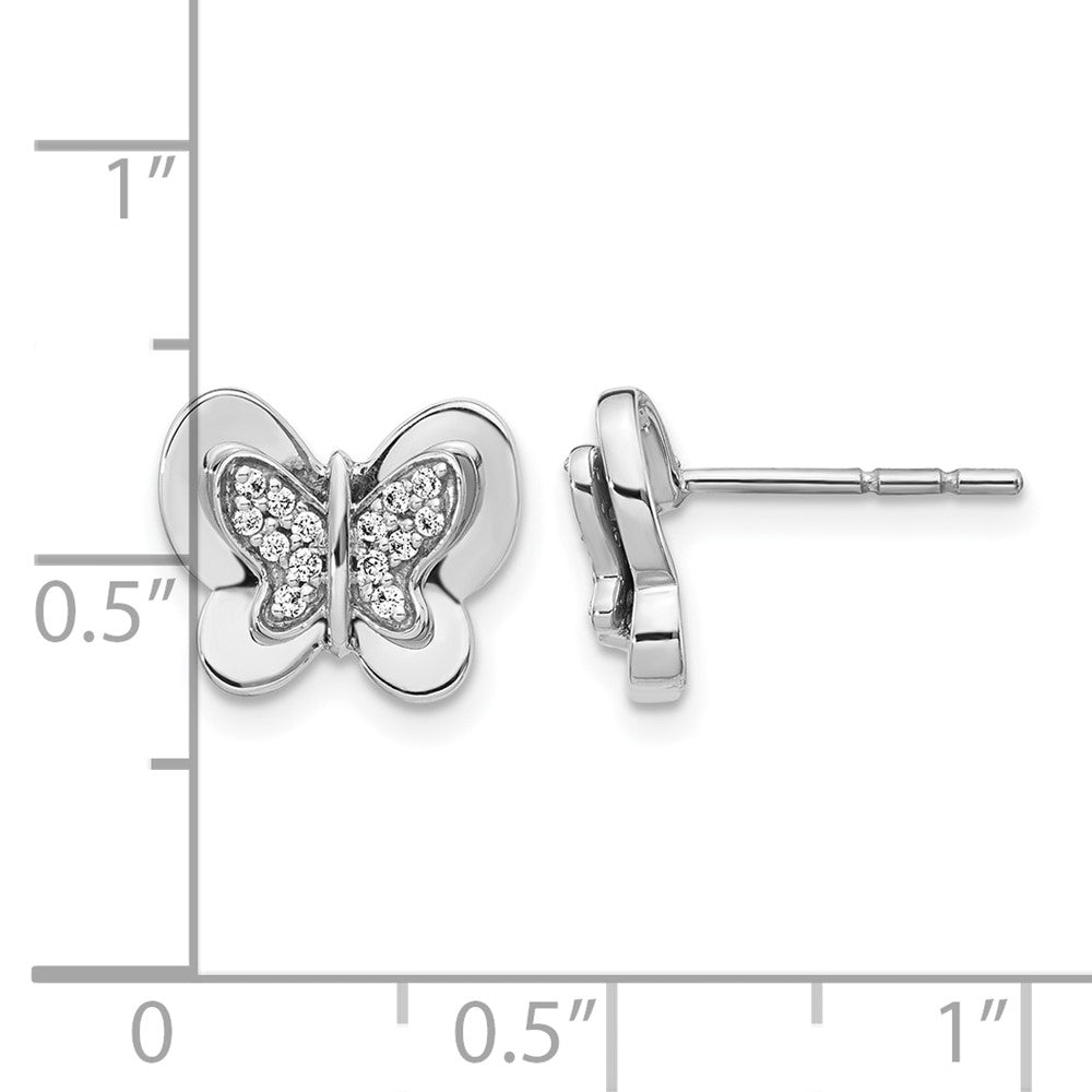 14k White Gold Diamond Butterfly Earrings
