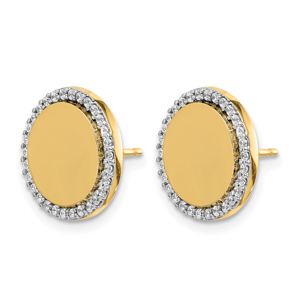 14k White Gold Diamond Fancy Circle Earrings