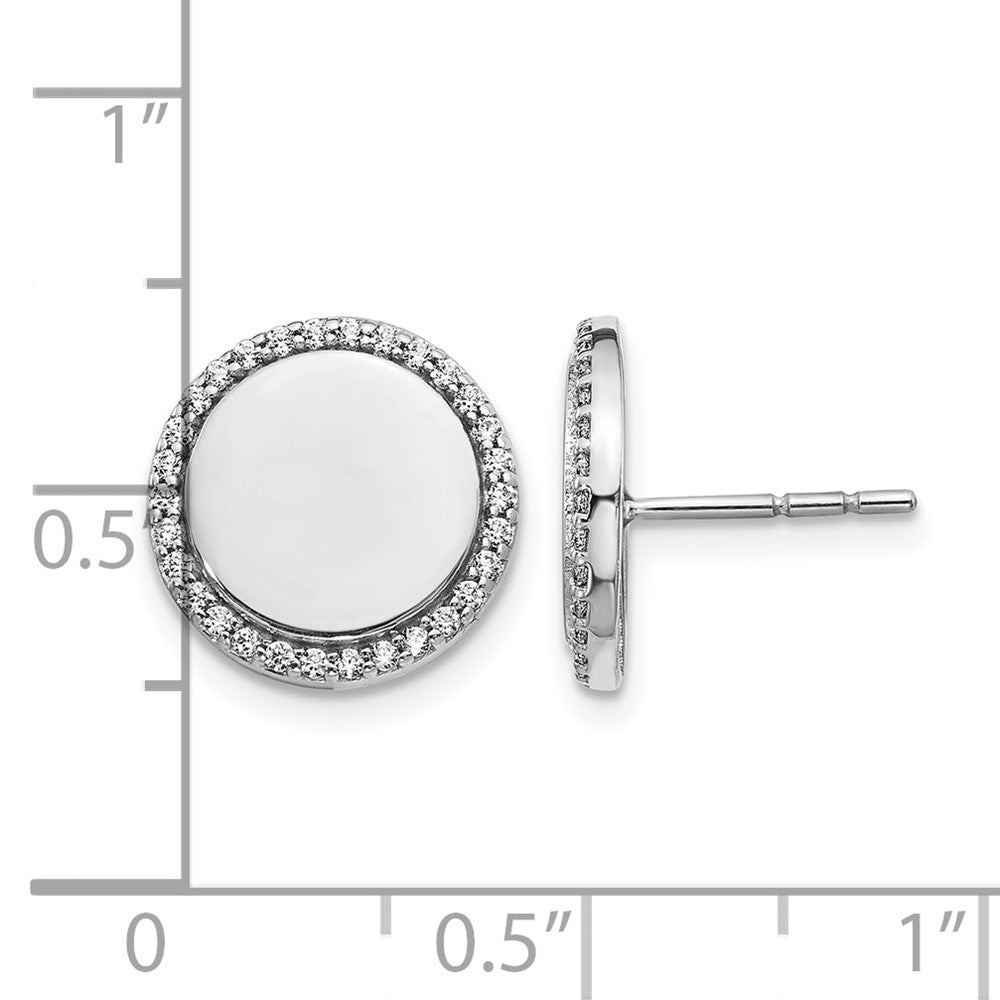 14k White Gold Diamond Fancy Circle Earrings