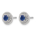 14k White Gold Diamond and Sapphire Stud w/ Jacket Earrings