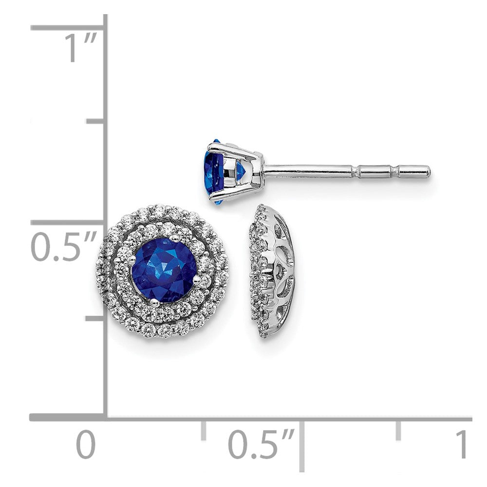 14k White Gold Diamond and Sapphire Stud w/ Jacket Earrings
