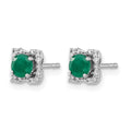 14k White Gold Diamond and Emerald Stud w/ Jacket Earrings