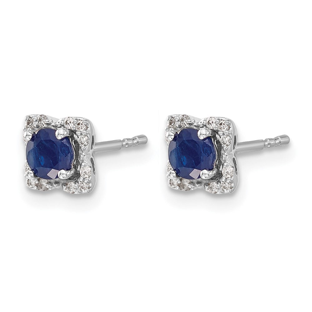 14k White Gold Diamond and Sapphire Stud w/Jacket Earrings