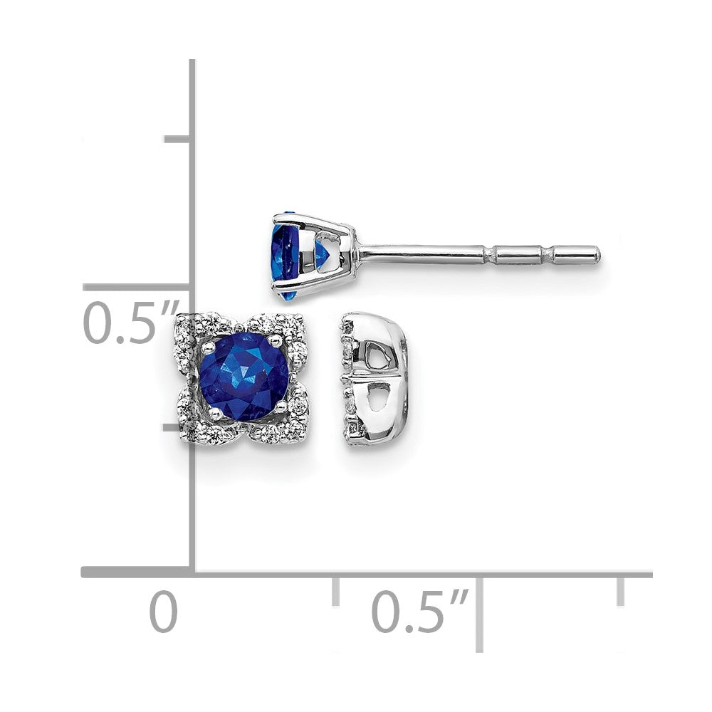 14k White Gold Diamond and Sapphire Stud w/Jacket Earrings