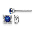 14k White Gold Diamond and Sapphire Stud w/Jacket Earrings