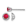 14k White Gold Diamond and Ruby Stud w/ Jacket Earrings