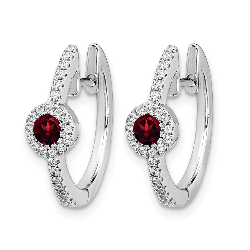 14k White Gold Diamond and Cabochon Garnet Earrings