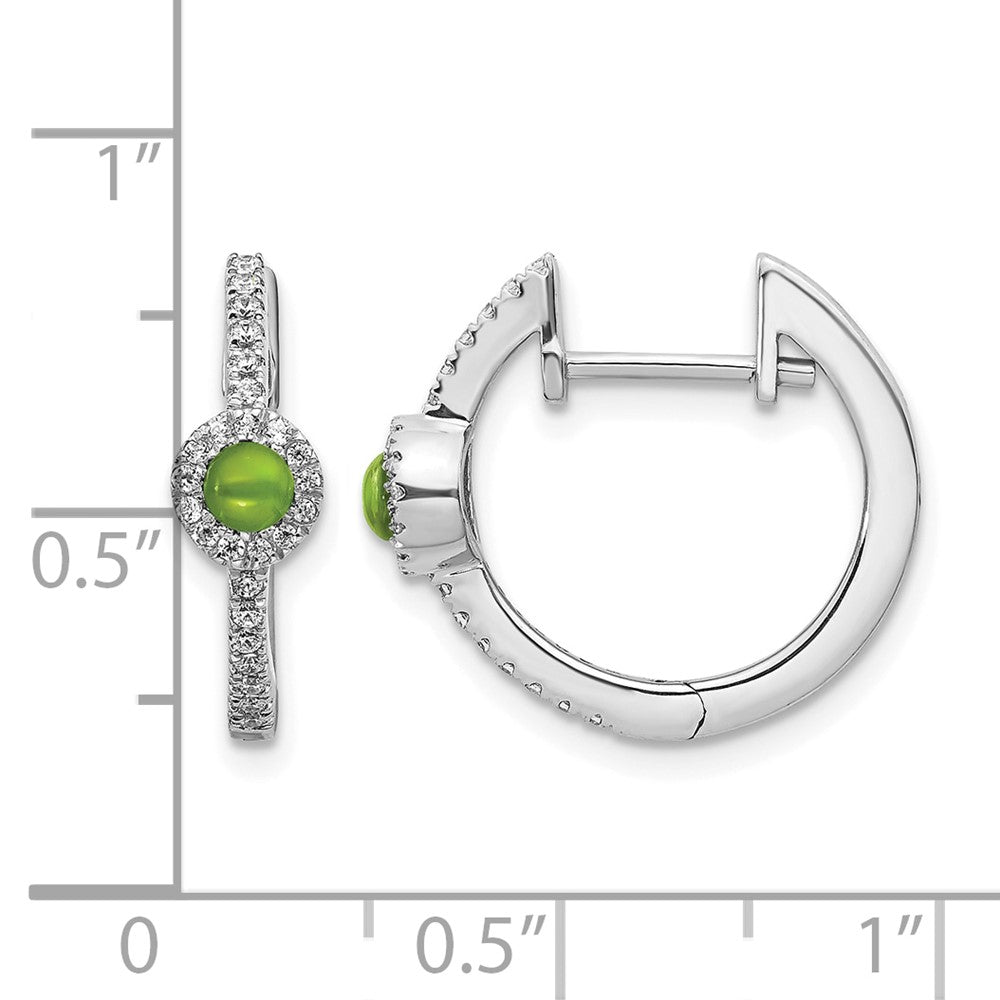 14k White Gold Diamond and Cabochon Peridot Earrings