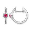 14k White Gold Diamond and Cabochon Ruby Earrings