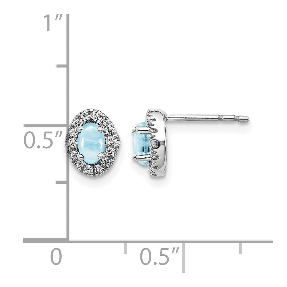 14k White Gold Diamond and Cabochon Aquamarine Earrings