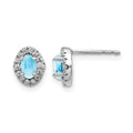 14k White Gold Diamond and Cabochon Blue Topaz Earrings