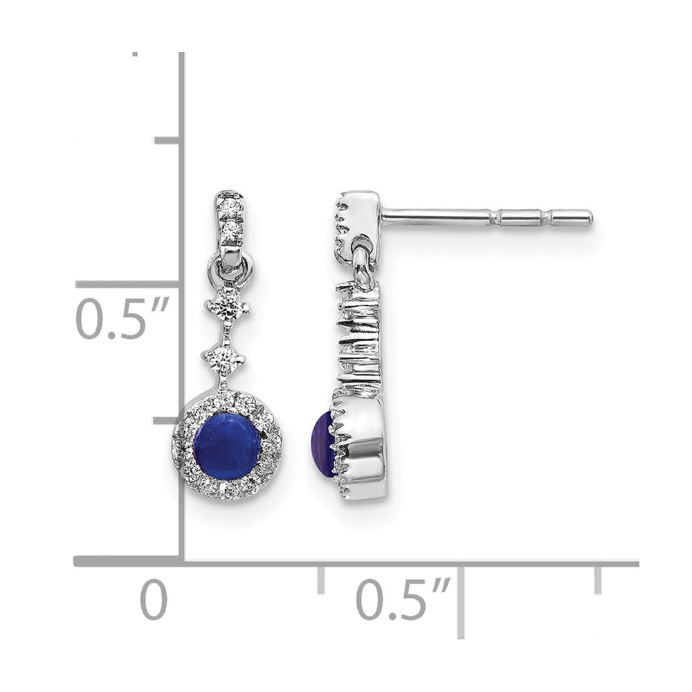 14k White Gold Diamond and Cabochon Sapphire Earrings