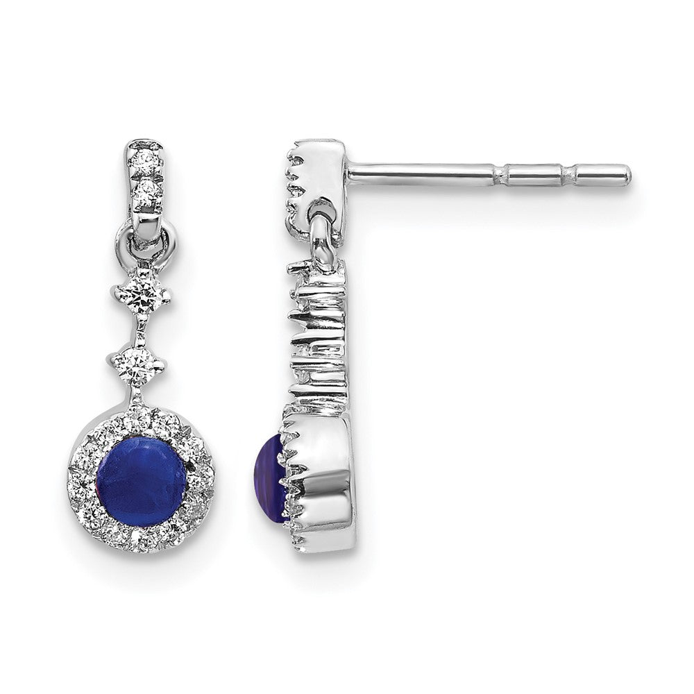 14k White Gold Diamond and Cabochon Sapphire Earrings