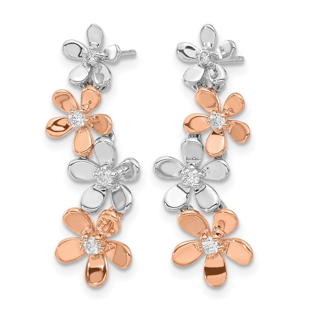 14k Rose and White Gold Diamond Earrings