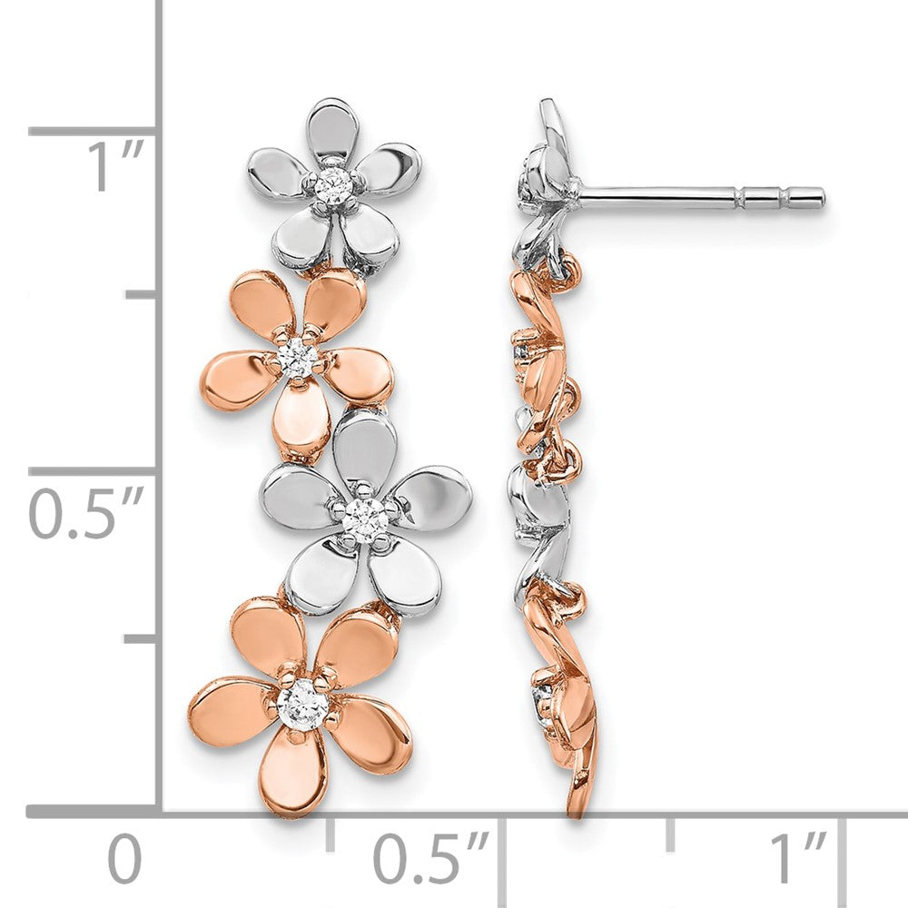 14k Rose and White Gold Diamond Earrings