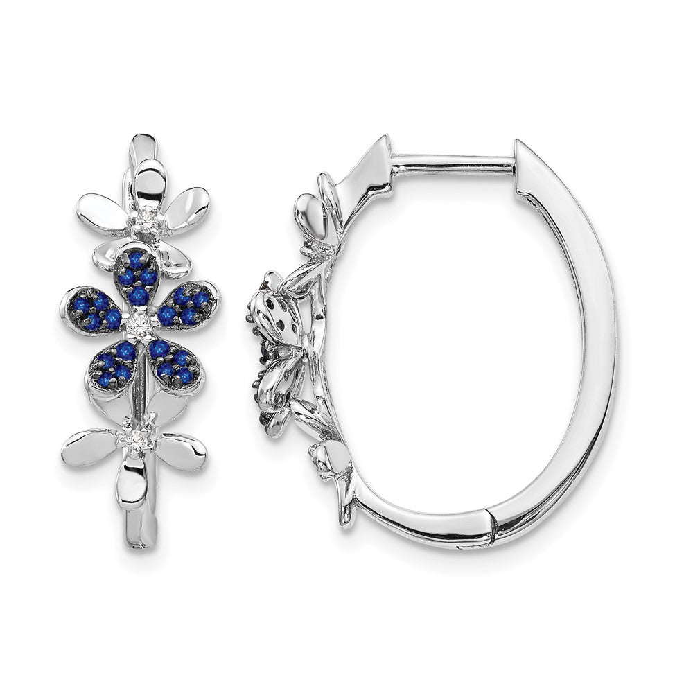 14k White Gold Diamond and Sapphire Earrings