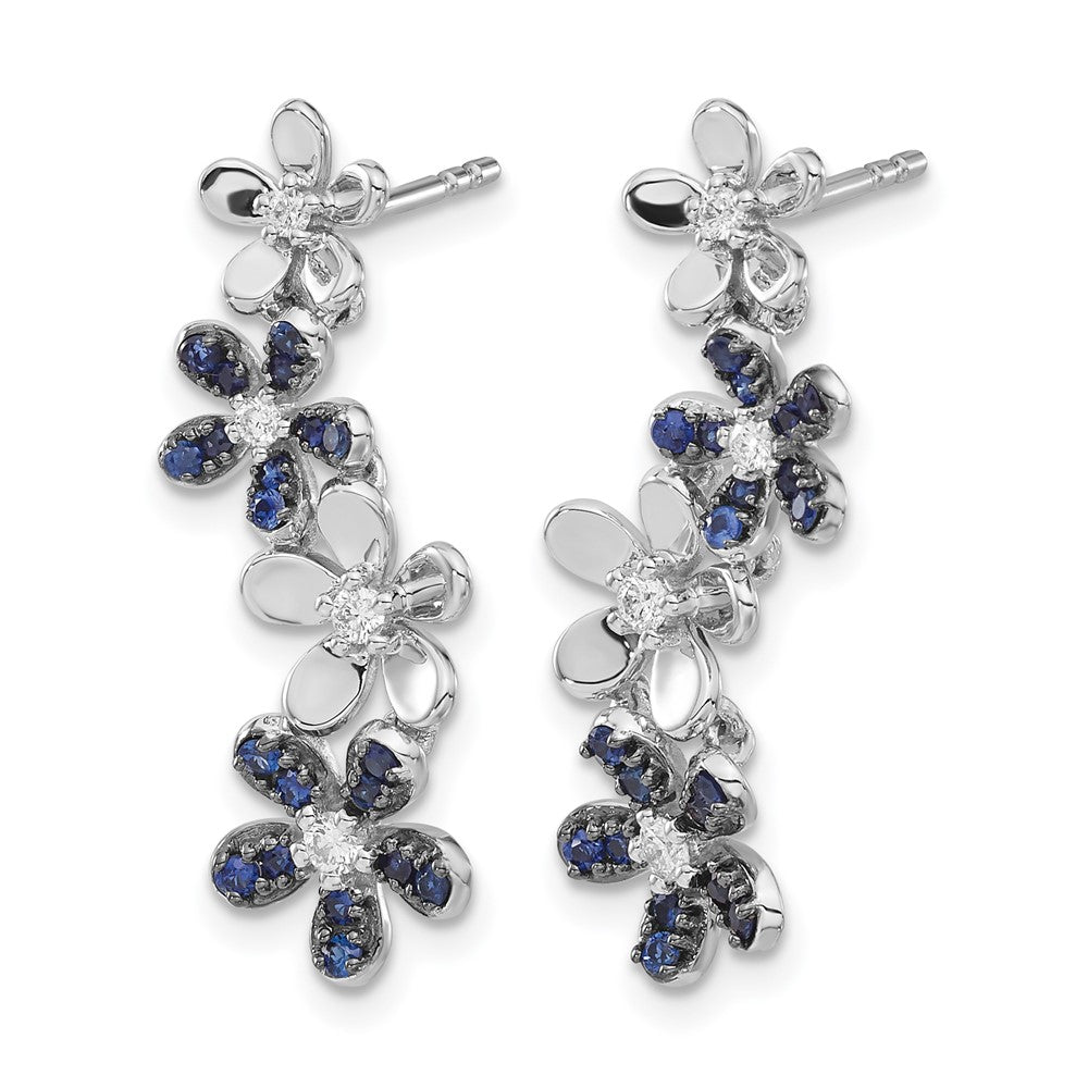 14k White Gold Diamond and Sapphire Earrings