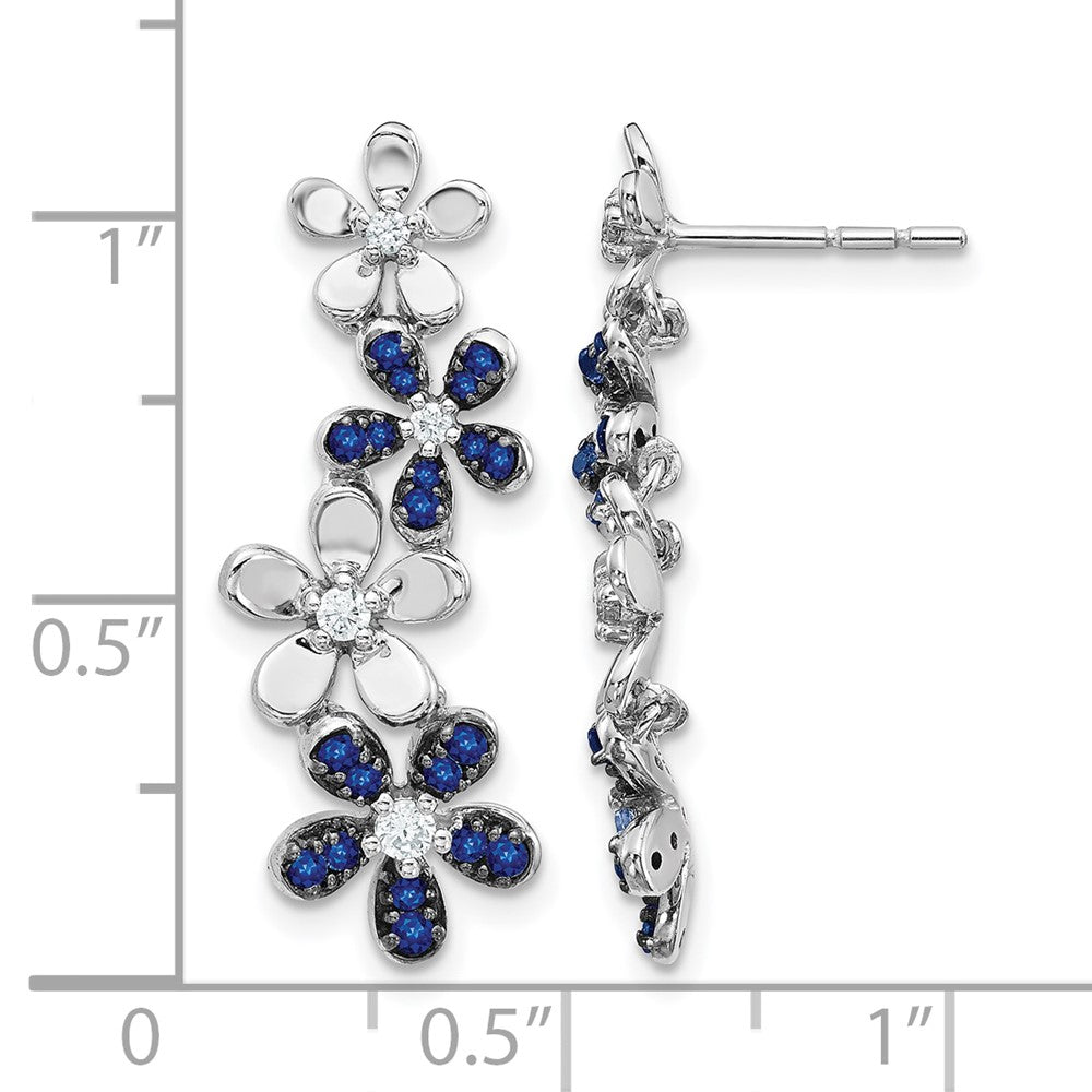 14k White Gold Diamond and Sapphire Earrings