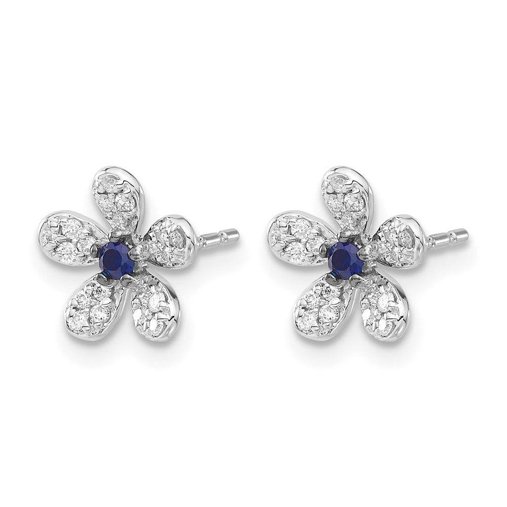 14k White Gold Diamond and Sapphire Earrings