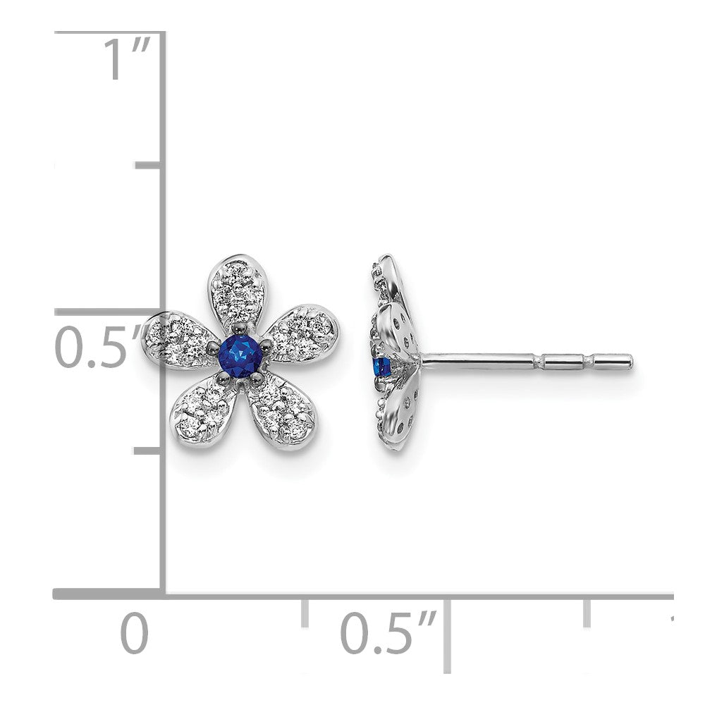 14k White Gold Diamond and Sapphire Earrings
