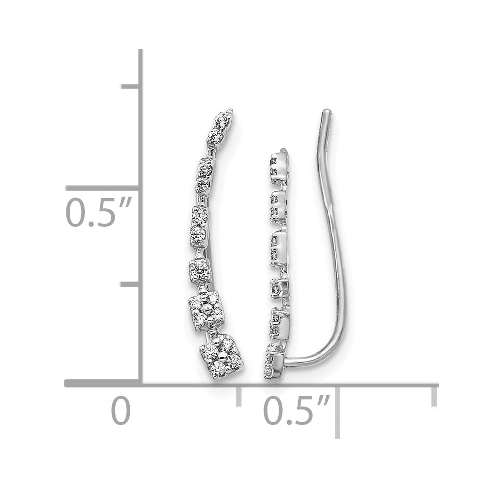 10k White Gold Diamond Graduated Ear Climber Earrings