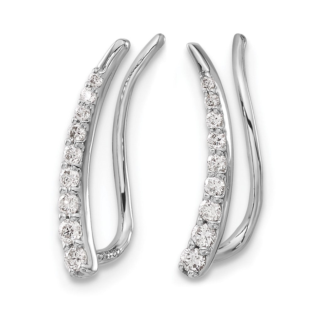 14k White Gold Diamond Ear Climber Earrings