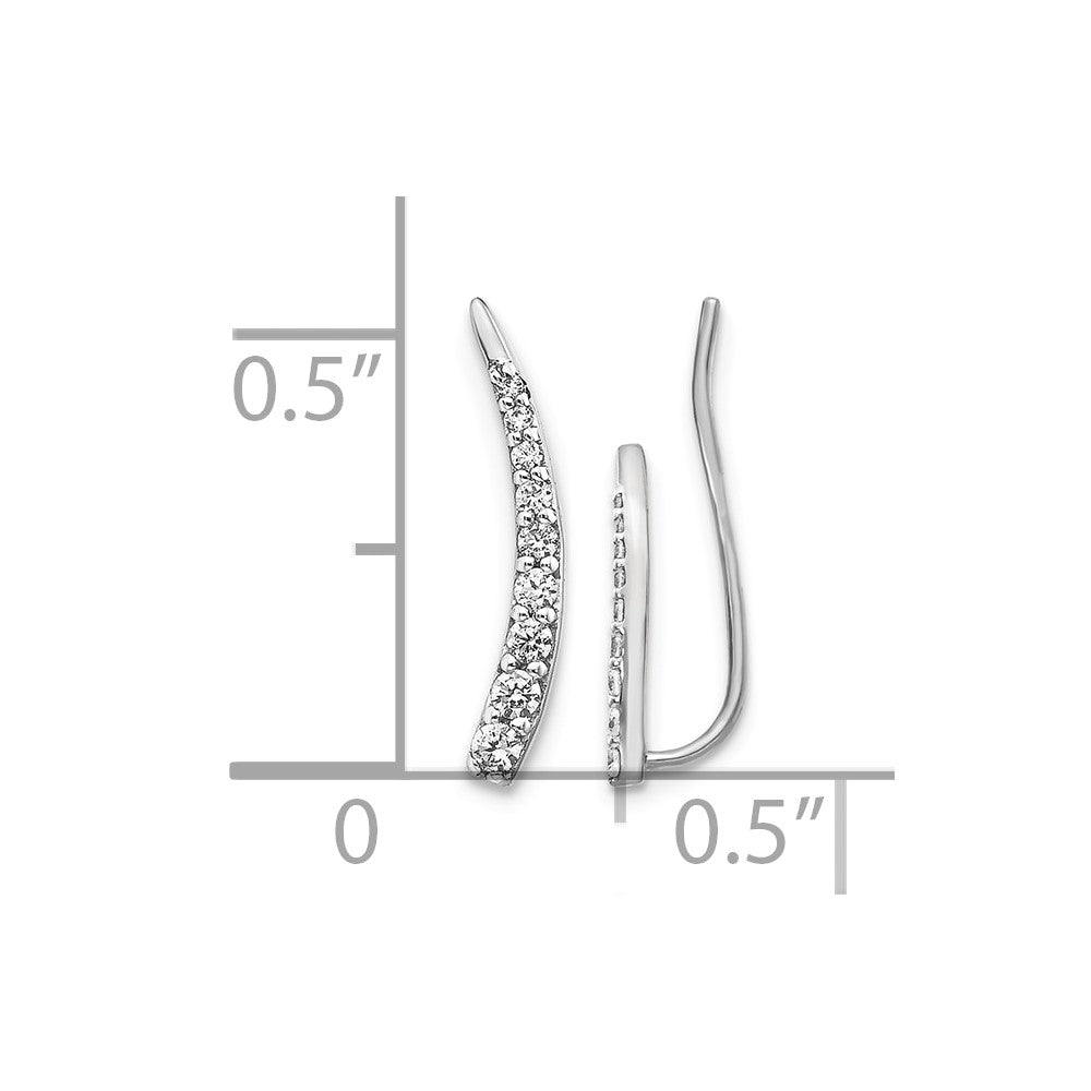 14k White Gold Diamond Ear Climber Earrings
