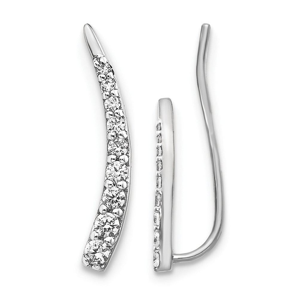 14k White Gold Diamond Ear Climber Earrings